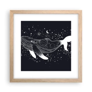 Plakat i ramme af lyst egetræ - I universets ocean - 30x30 cm