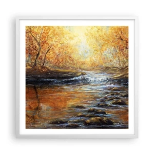 Plakat i hvid ramme - Gylden strøm - 60x60 cm