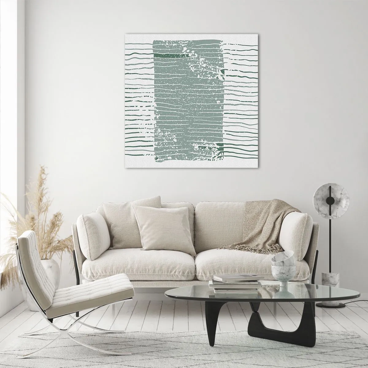 Billede på glas - Marin abstraktion - 40x40 cm