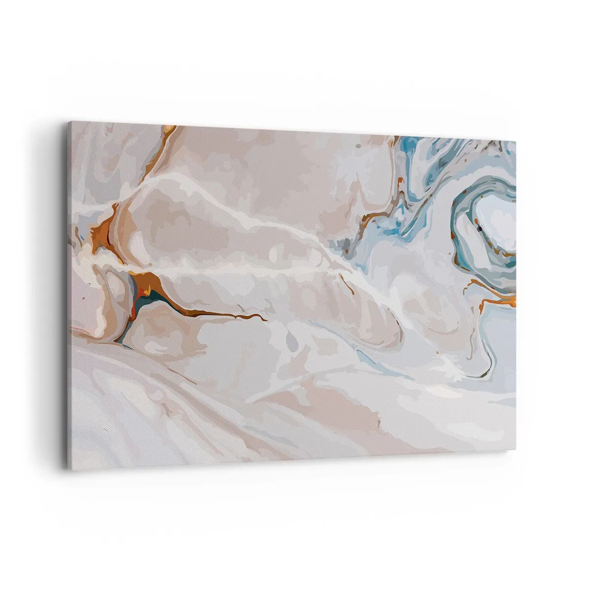 Lærredstryk - Billede på lærred - Blå slynger sig under det hvide - 100x70 cm