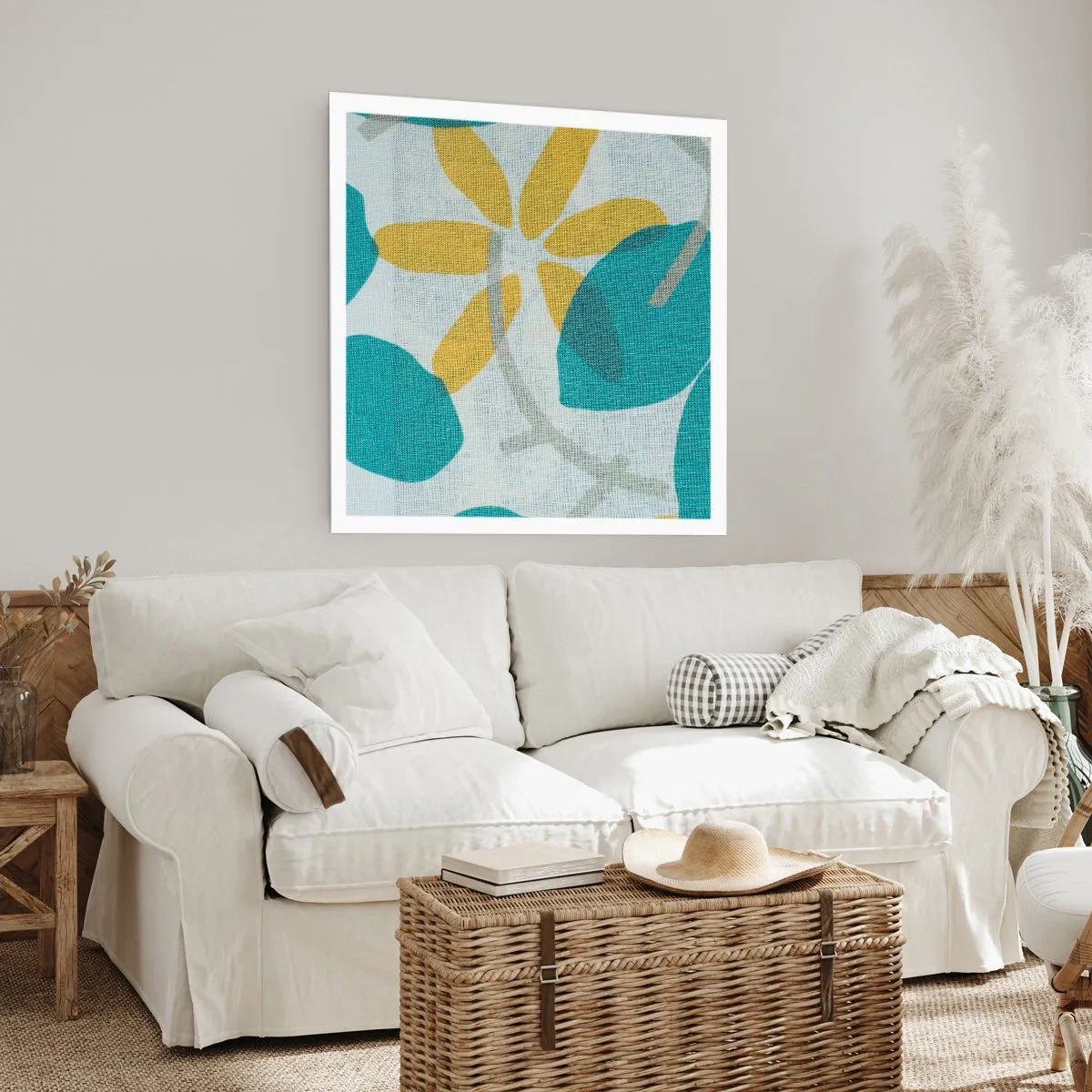 Plakat - Blandt azurblå blade - 60x60 cm