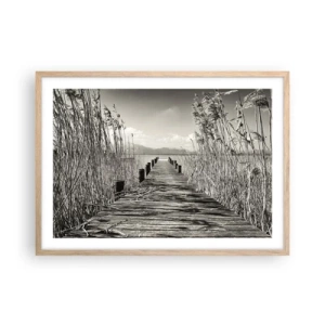 Plakat i ramme af lyst egetræ - I græssernes fred - 70x50 cm