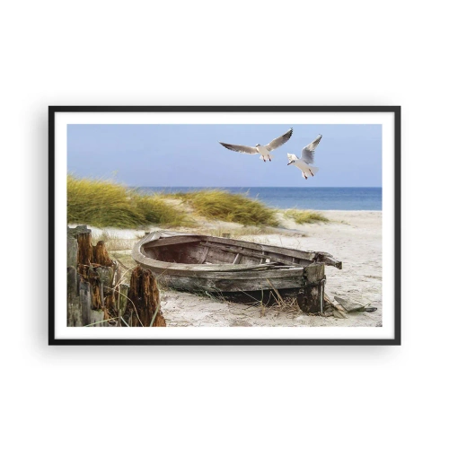 Plakat i sort ramme - Badet i vinden - 91x61 cm