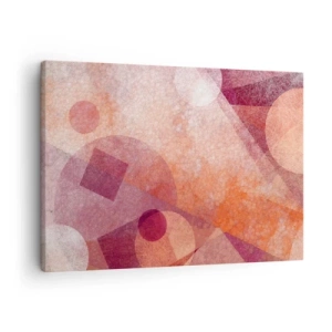 Lærredstryk - Billede på lærred - Abstrakte geometriske former i pastelfarvede lyserøde nuancer - 70x50cm - Geometriske transformationer i pink - Moderne vægdekoration til stue og soveværelse ARTTOR