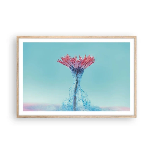 Plakat i ramme af lyst egetræ - I en nærende omfavnelse - 91x61 cm