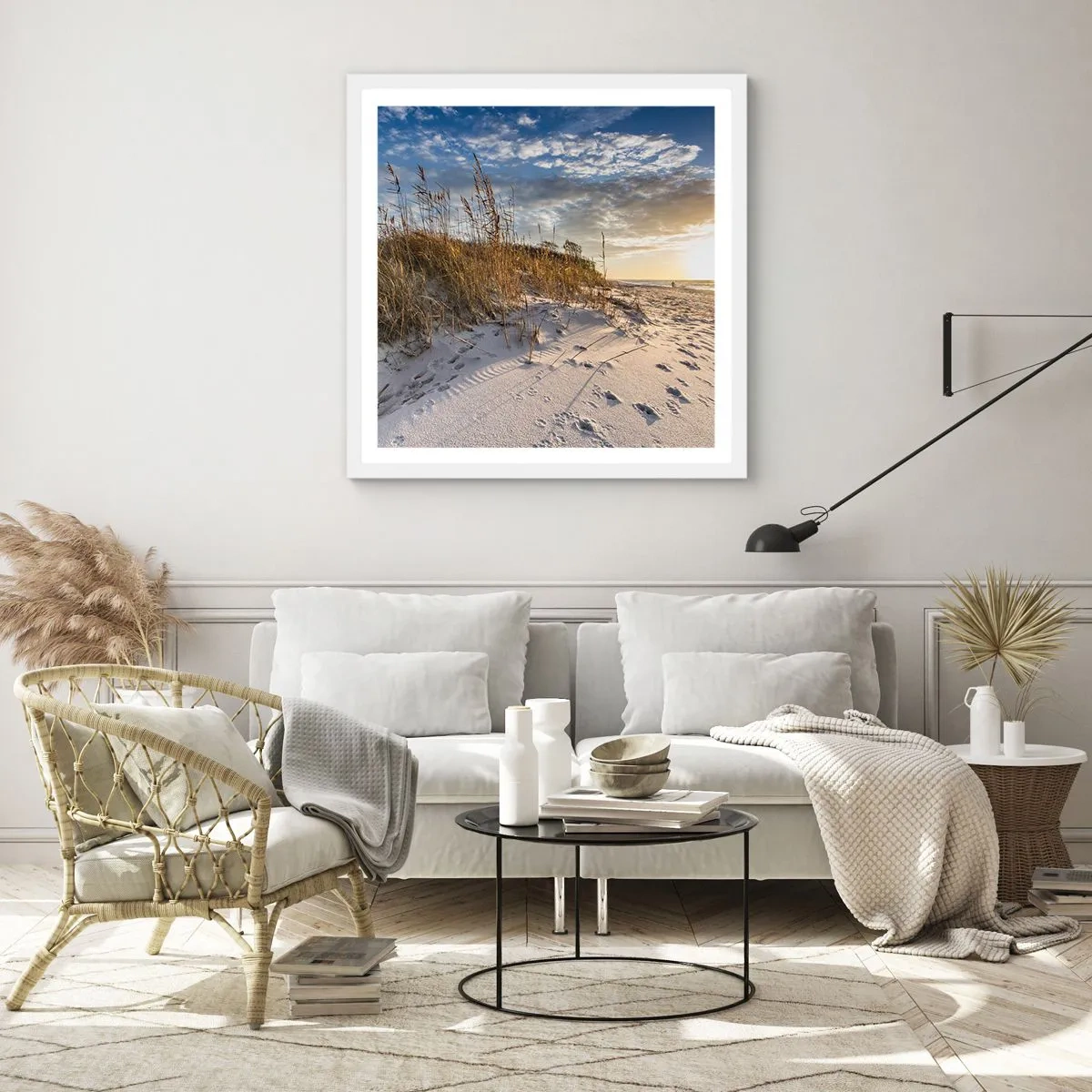 Plakat i hvid ramme - Indbydelse til en vandretur - 50x50 cm