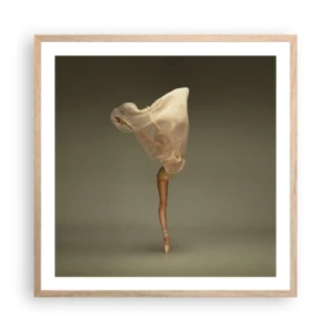 Plakat i ramme af lyst egetræ - Den er ved at flyve - 60x60 cm