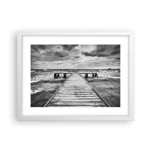Plakat i hvid ramme - Jeg venter på, at vinden blæser væk... - 40x30 cm