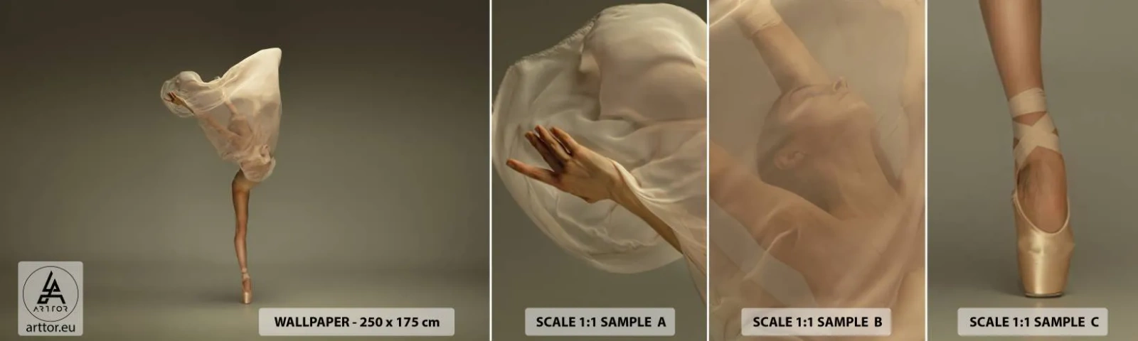 Prøve Fototapet Selvklæbende Deluxe Sticker - Den er ved at flyve - Ballerina, Dans, Ballet - 100x30 cm