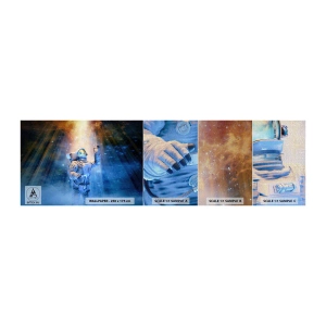 Prøve Fototapet Premium Canvas - Endelig på destinationen - Abstraktion, Astronaut, Kosmos - 100x30 cm