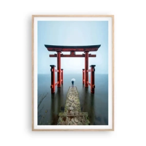 Plakat i ramme af lyst egetræ - Japansk drømmeri - 70x100 cm