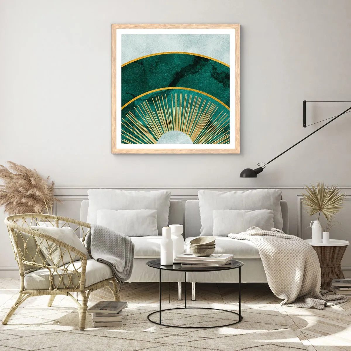 Plakat i ramme af lyst egetræ - Et anderledes solsystem - 60x60 cm