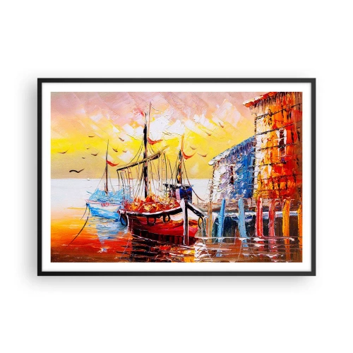 Plakat i sort ramme - Glædelig tilbagevenden - 100x70 cm