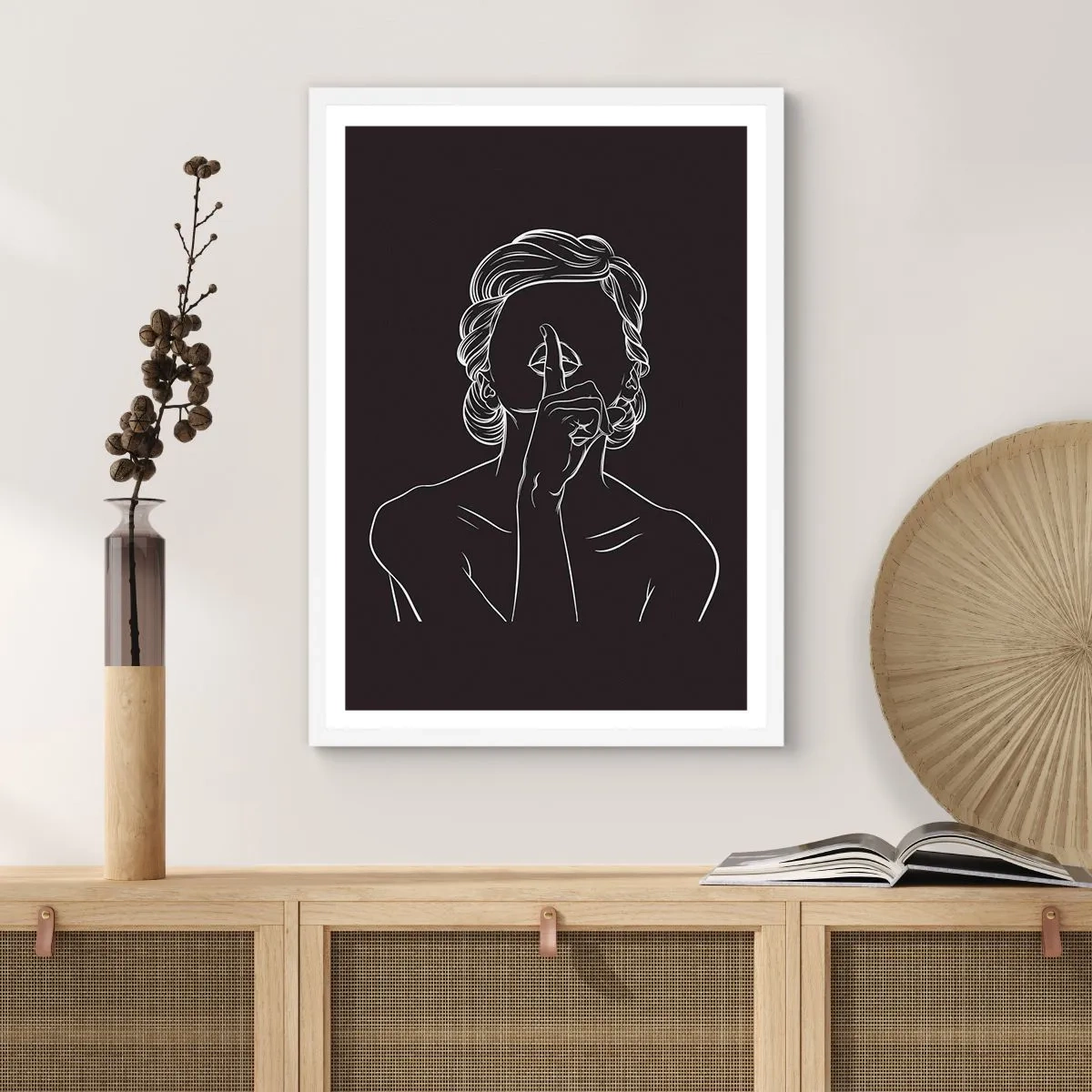 Plakat i hvid ramme - Skønhed blomstrer i stilhed - 70x100 cm