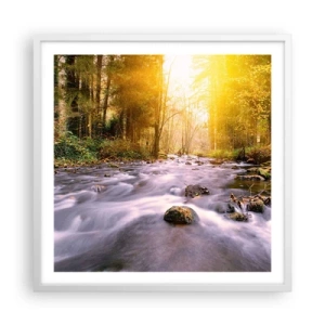 Plakat i hvid ramme - Malachit i sølv- og guldfatning - 60x60 cm