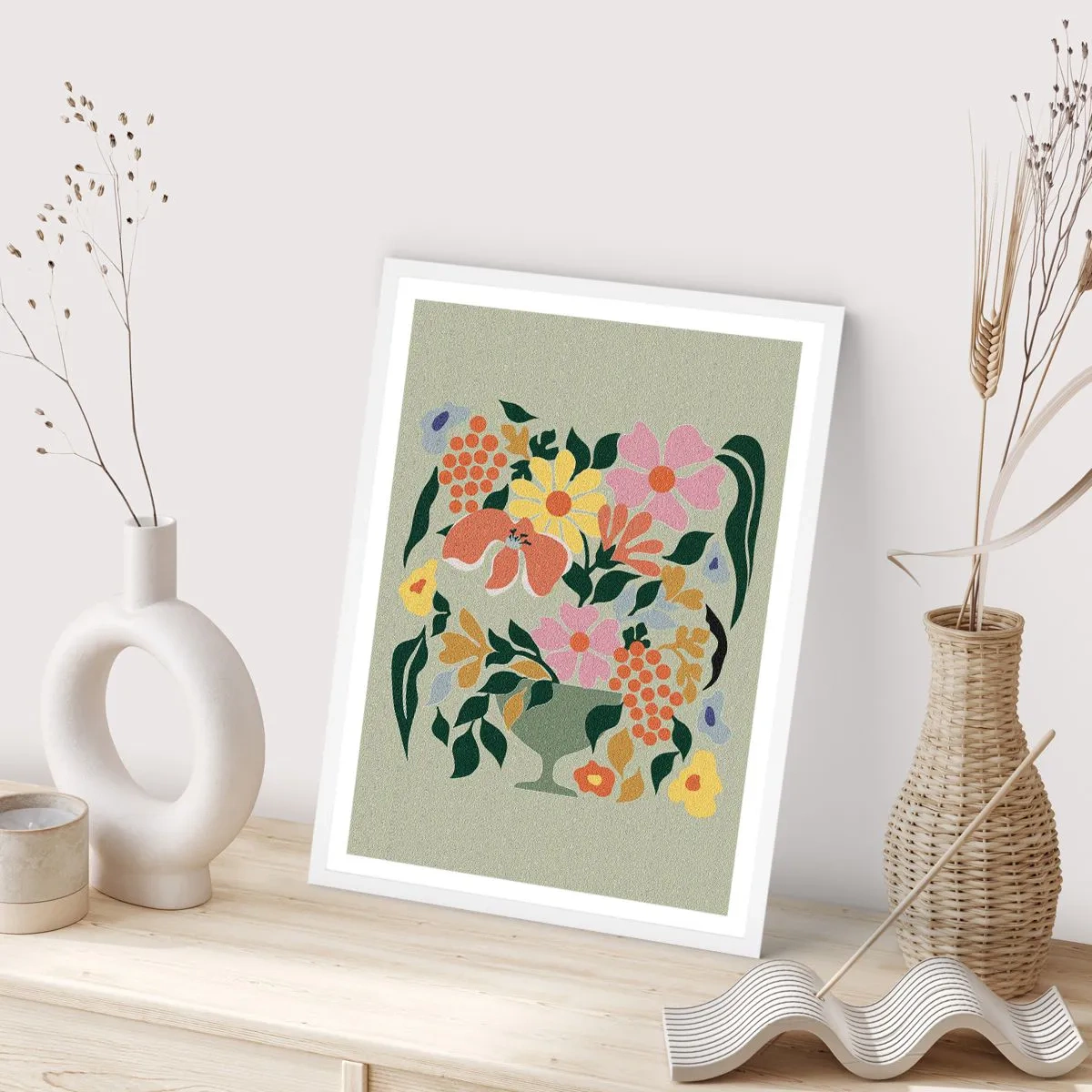 Plakat i hvid ramme - En buket fuld af liv - 30x40 cm