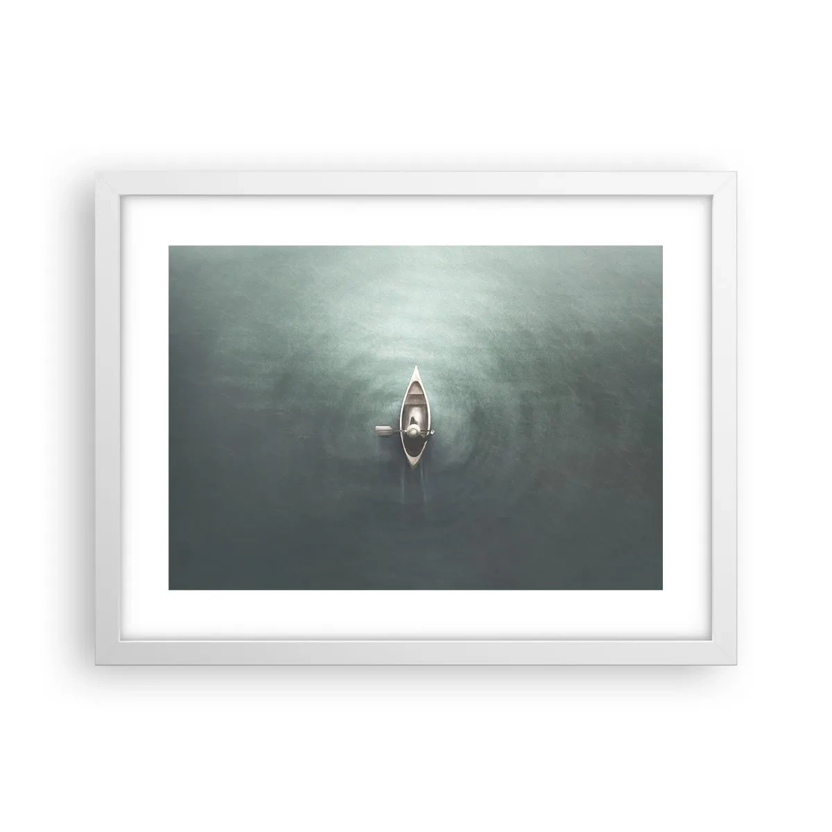 Plakat i hvid ramme - På tværs af en månelyst sø - 40x30 cm