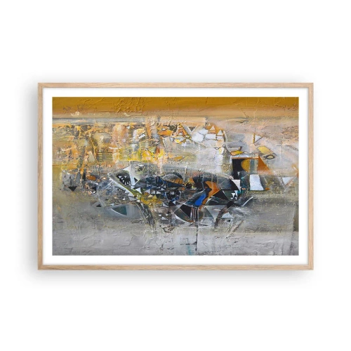 Plakat i ramme af lyst egetræ - Alt vil falde på plads - 91x61 cm