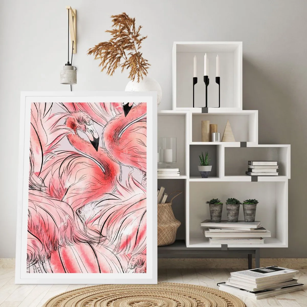 Plakat i hvid ramme - Fugle corps de ballet - 50x70 cm