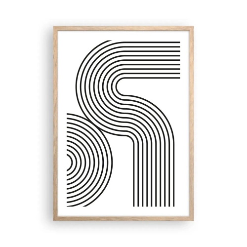 Plakat i ramme af lyst egetræ - På en kurve - 50x70 cm