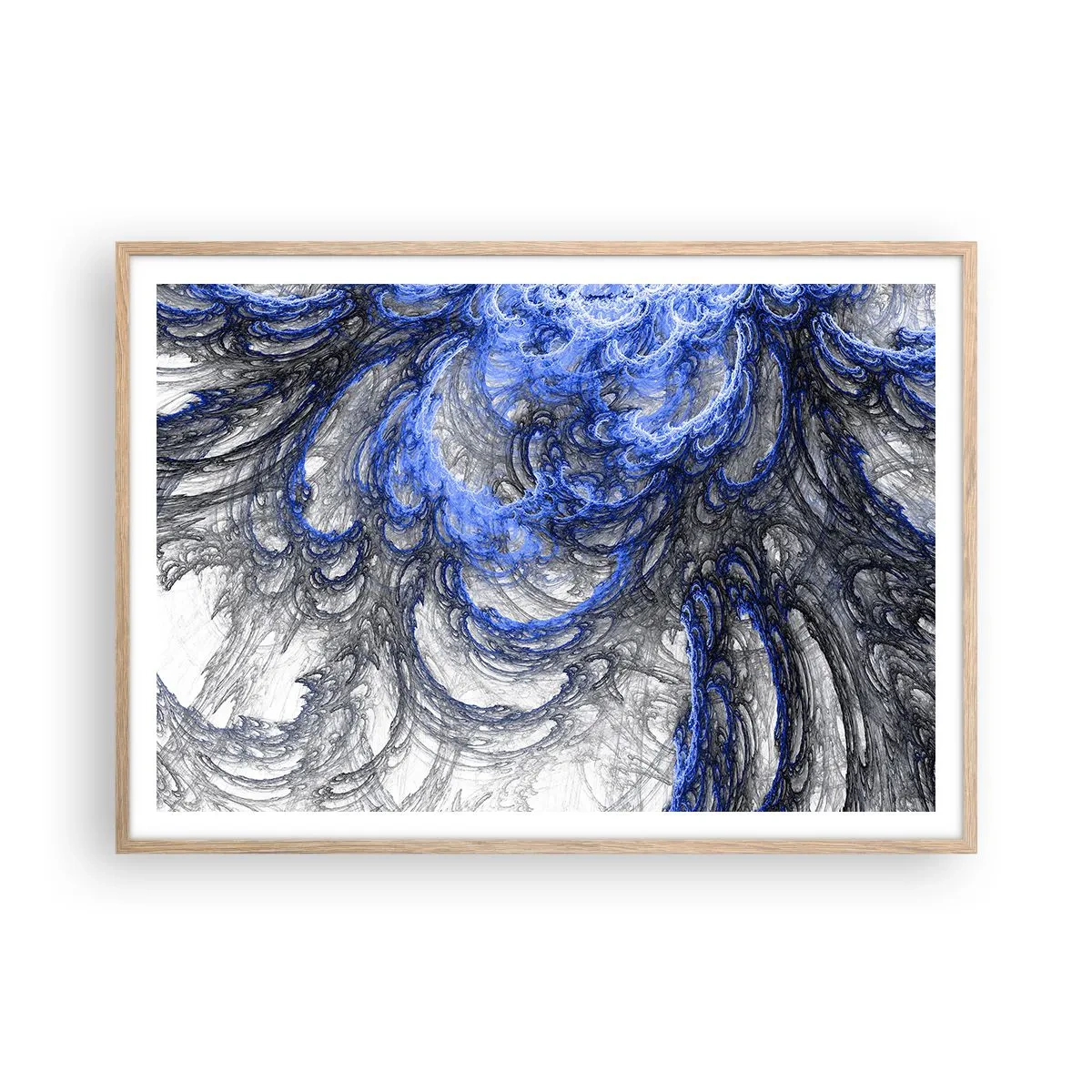 Plakat i ramme af lyst egetræ - En bølges fødsel - 100x70 cm
