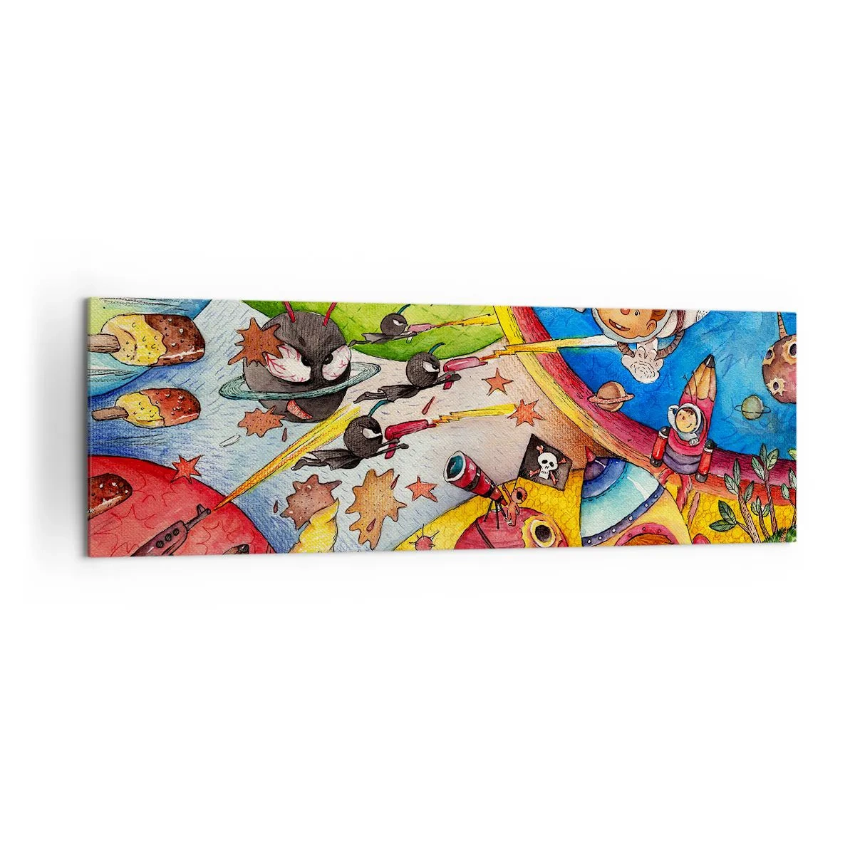 Lærredstryk - Billede på lærred - Et storslået rumeventyr - 160x50 cm