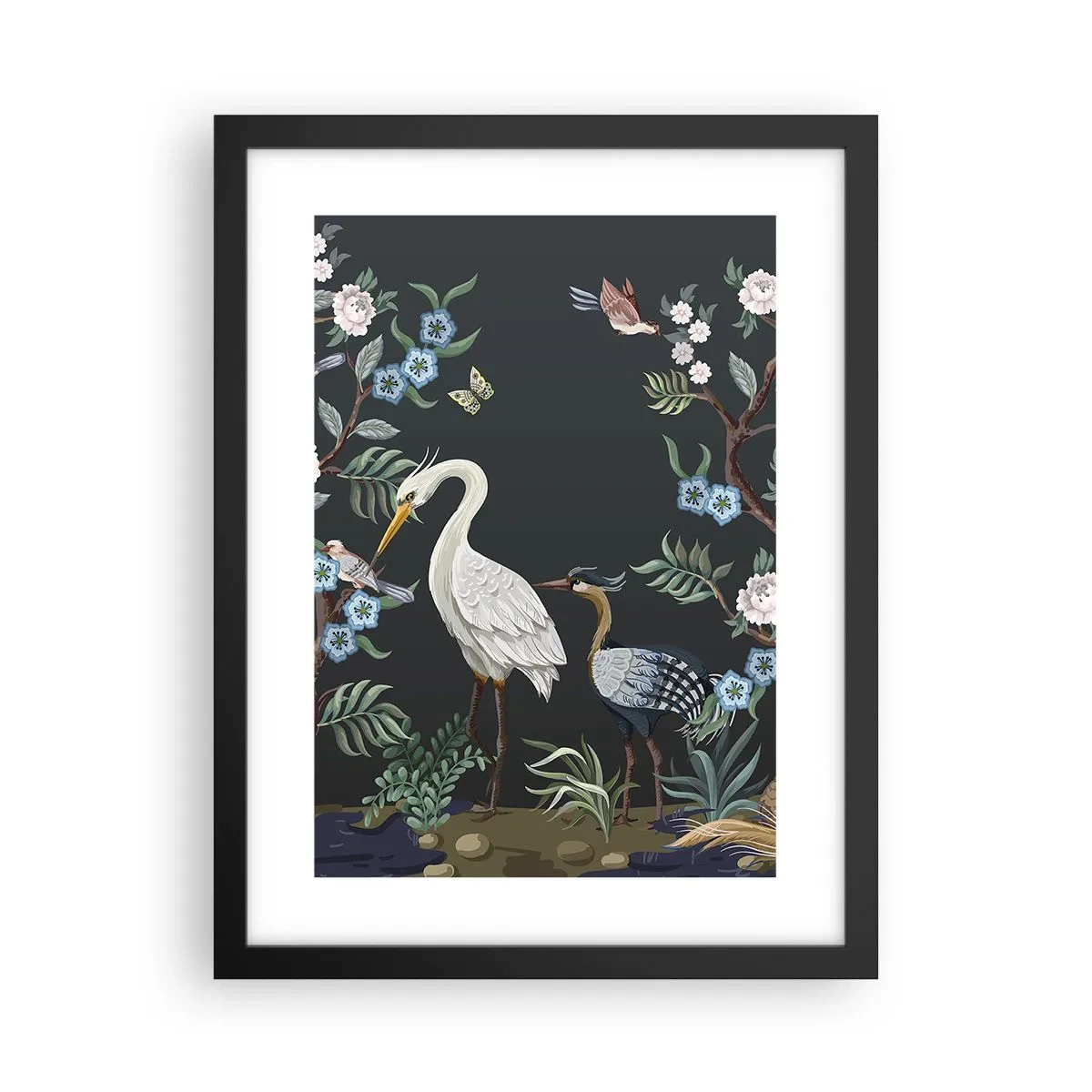 Plakat i sort ramme - Fugleparade - 30x40 cm