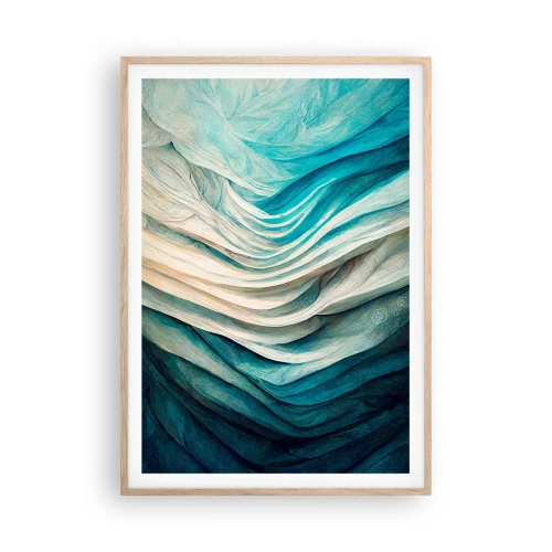 Plakat i ramme af lyst egetræ - Blå umættelighed - 70x100 cm
