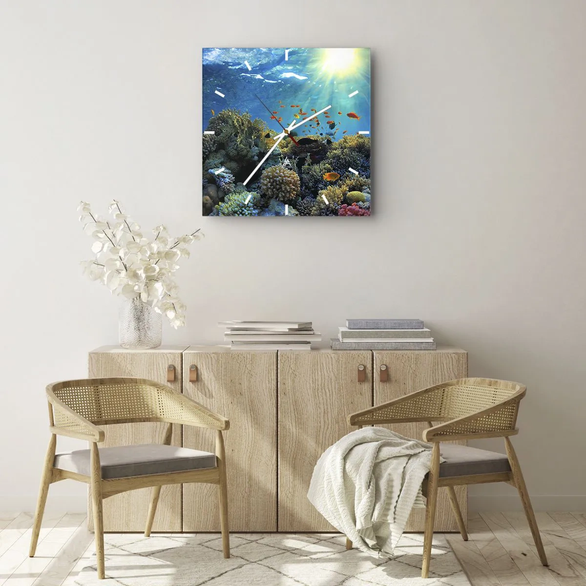 Vægur, Uret - Undervandsskatte - 40x40 cm