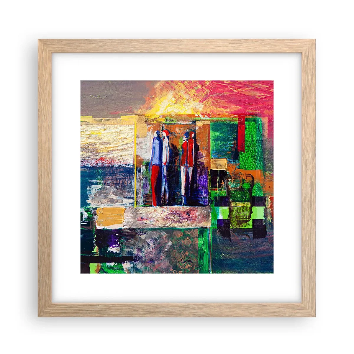 Plakat i ramme af lyst egetræ - Forhold og følelser - 30x30 cm