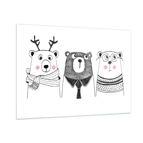 Billede på glas - Bamse, bamse, bamse og bamse - 100x70 cm