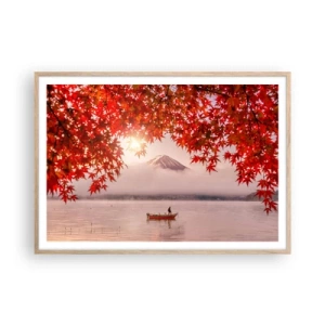 Plakat i ramme af lyst egetræ - I en japansk atmosfære - 100x70 cm