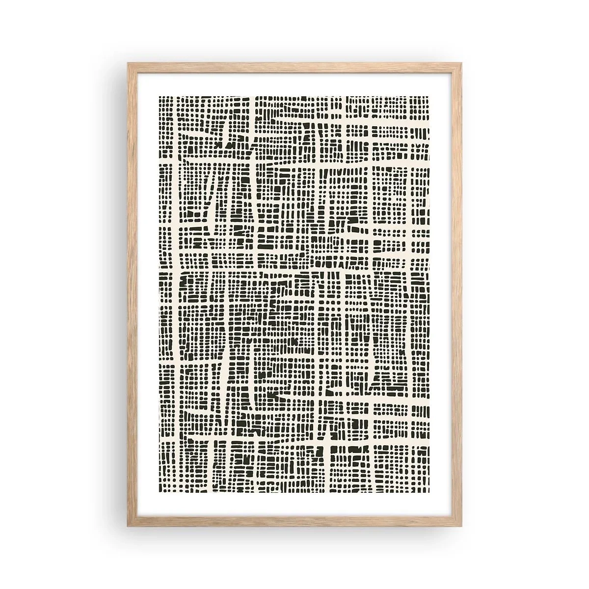 Plakat i ramme af lyst egetræ - En sammensætning vævet - 50x70 cm