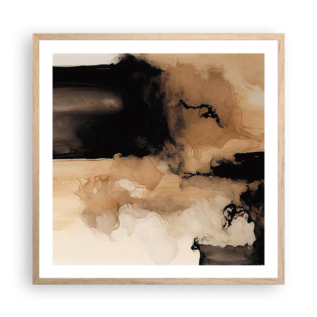 Plakat i ramme af lyst egetræ - En spændende abstraktion - 60x60 cm
