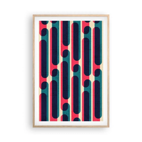 Plakat i ramme af lyst egetræ - Indad og fremad - 61x91 cm