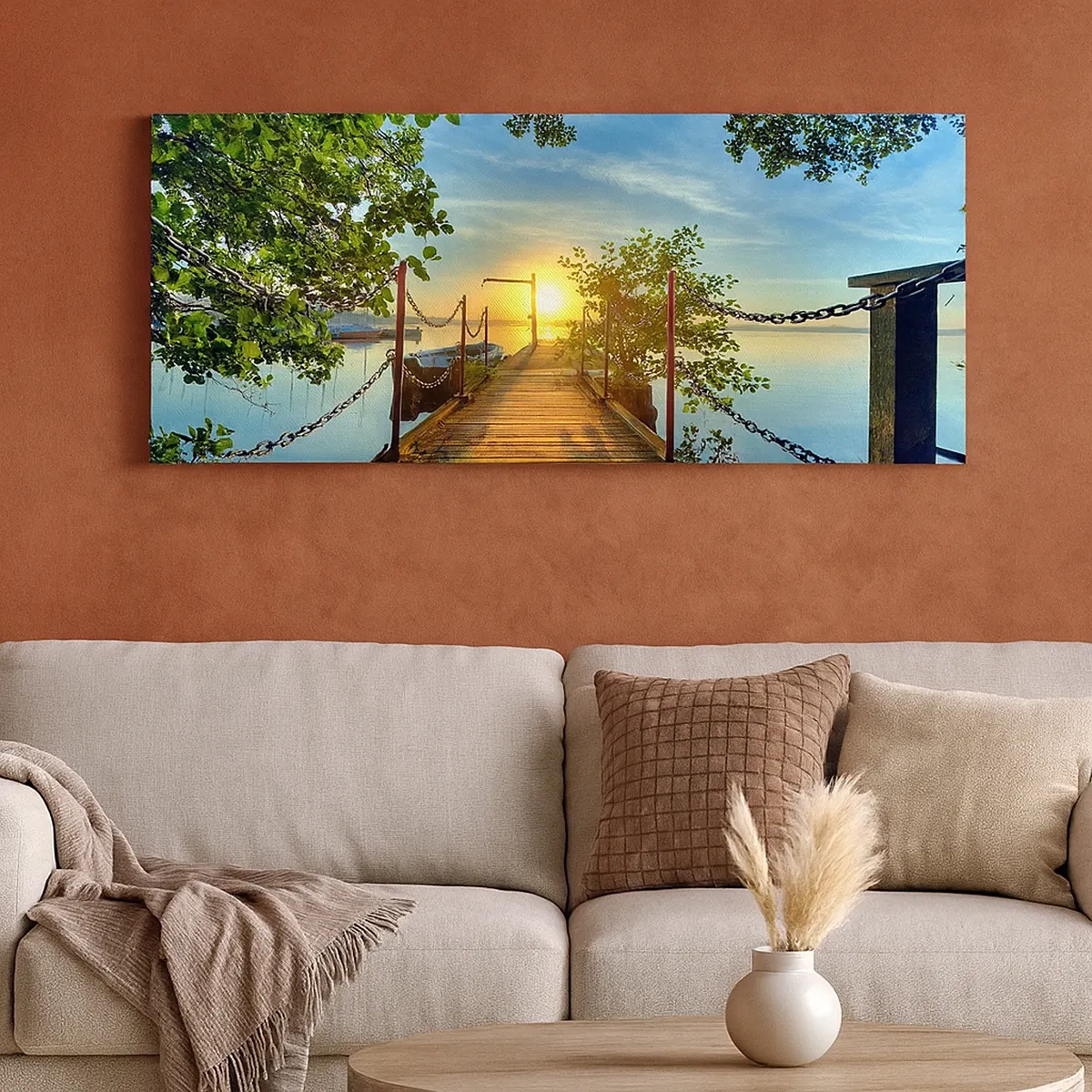 Lærredstryk - Billede på lærred - Mod vest ved vandet - 30x30 cm