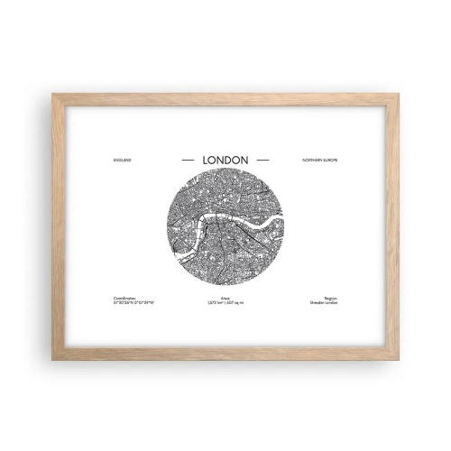 Plakat i ramme af lyst egetræ - Londons anatomi - 40x30 cm