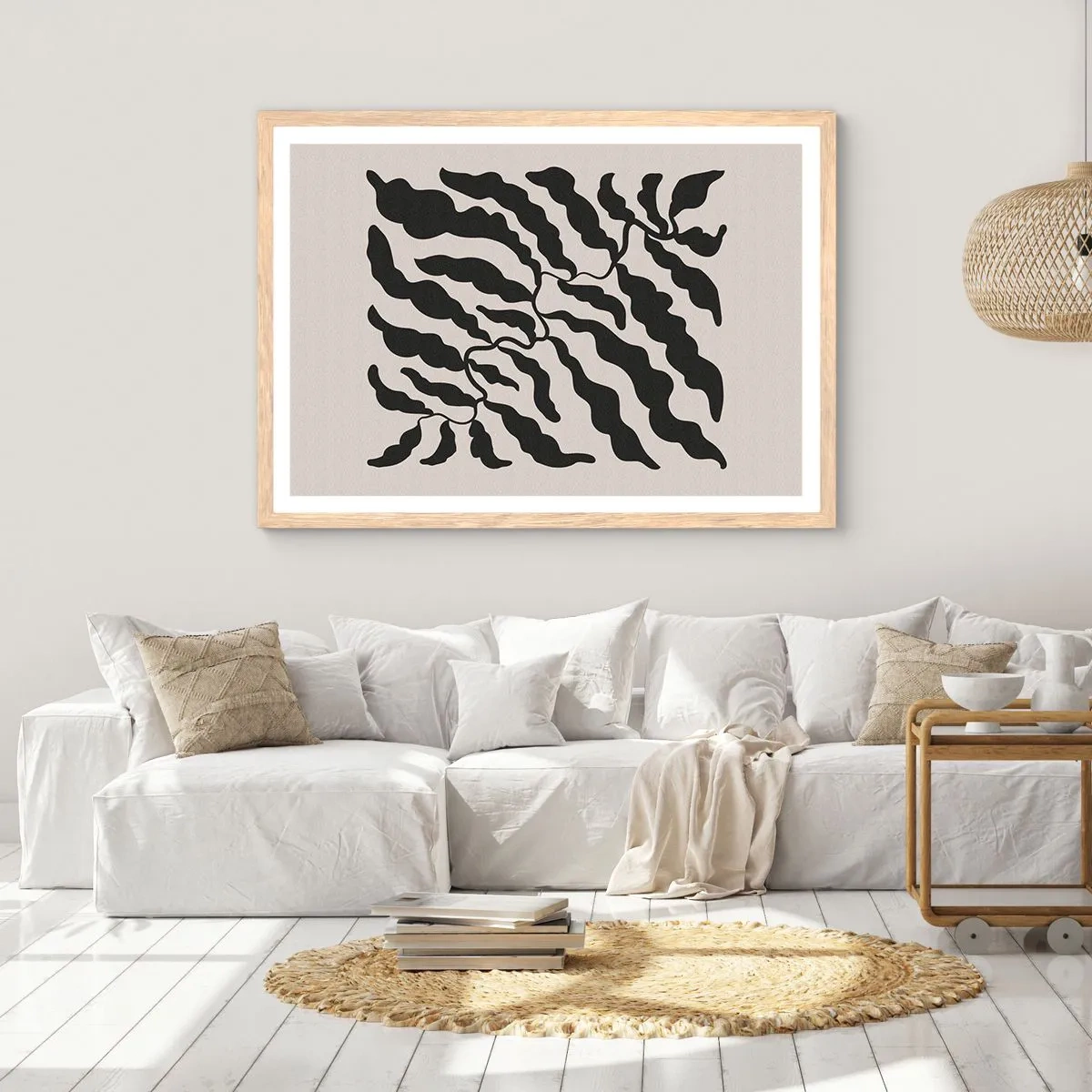 Plakat i ramme af lyst egetræ - En firkants natur - 100x70 cm