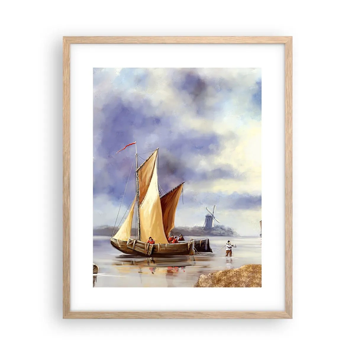 Plakat i ramme af lyst egetræ - Sømændenes tilbagevenden - 40x50 cm