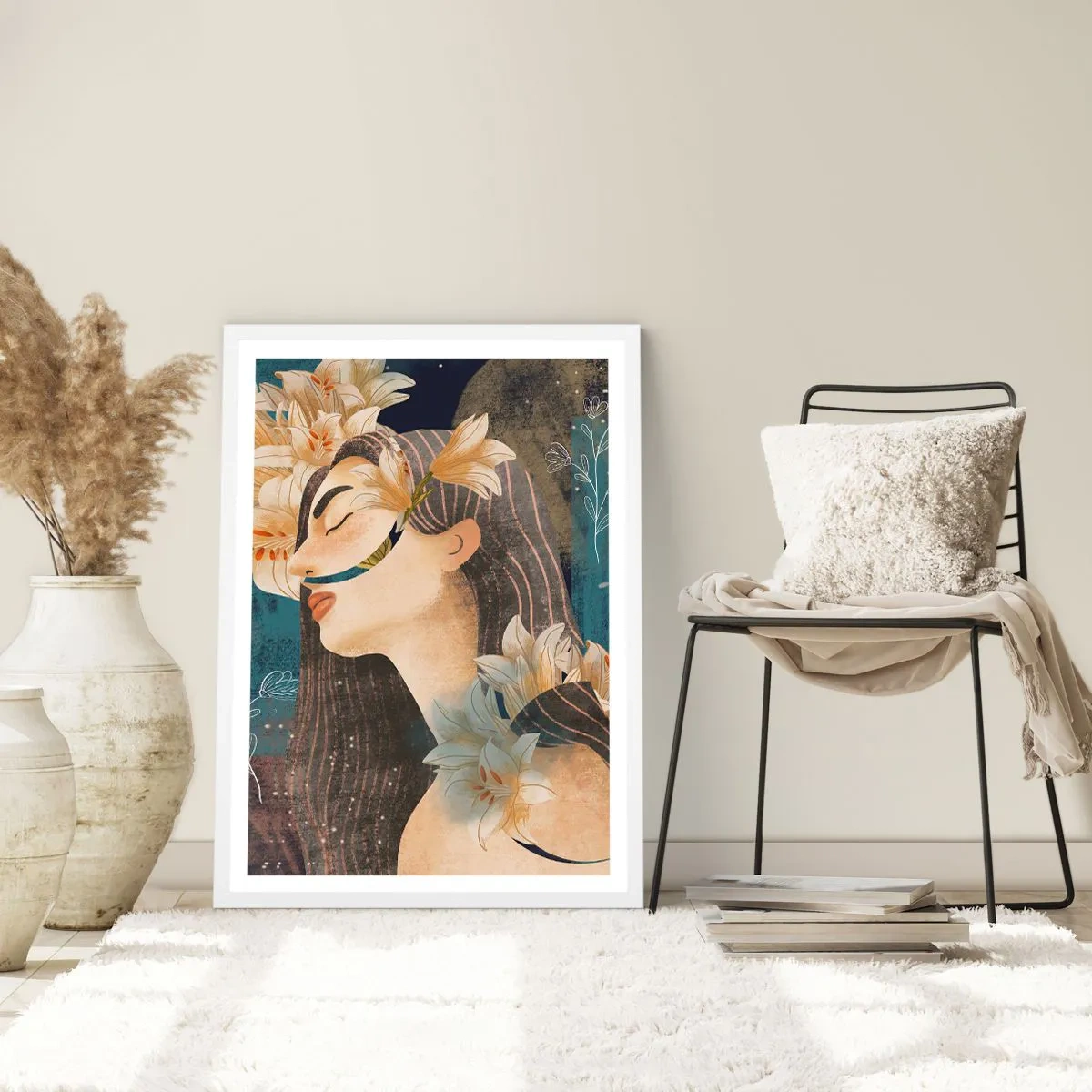 Plakat i hvid ramme - Eventyret om prinsessen med liljerne - 61x91 cm