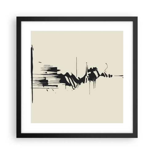 Plakat i sort ramme - Skyndsom abstraktion - 40x40 cm