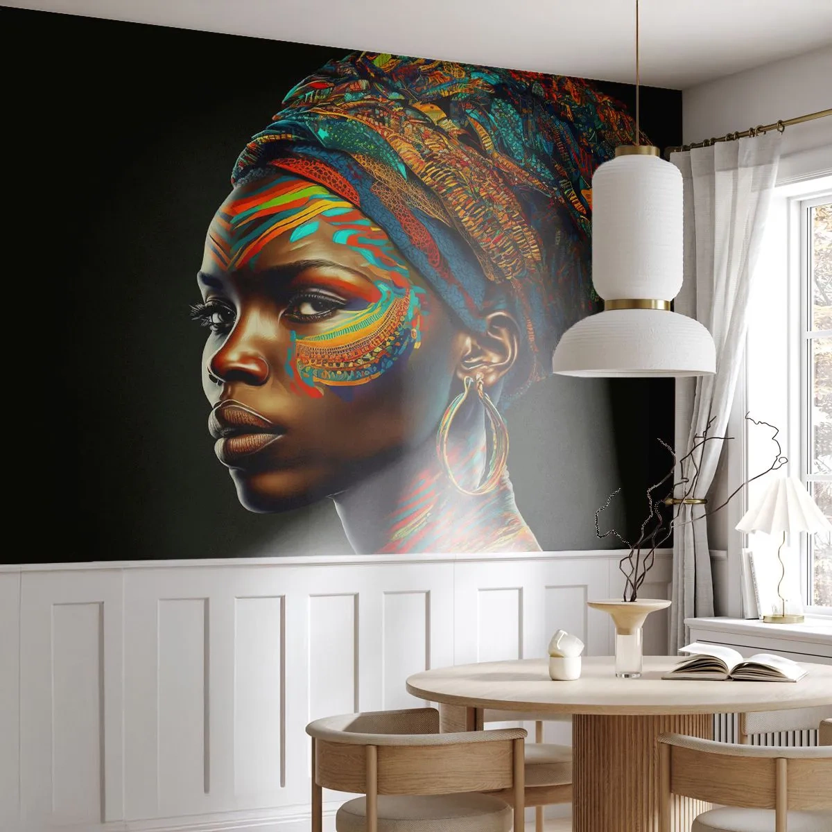 Fototapet Selvklæbende Deluxe Sticker - Afrikansk dronning - Turban, Stammer, afro amerikaner - 350x256 cm