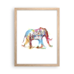 Plakat i ramme af lyst egetræ - Indien - kærlighedens aura - 30x40 cm