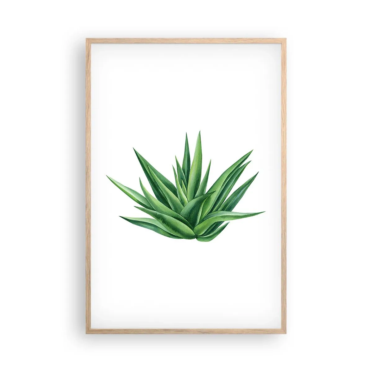 Plakat i ramme af lyst egetræ - Grøn - styrke - liv - 61x91 cm