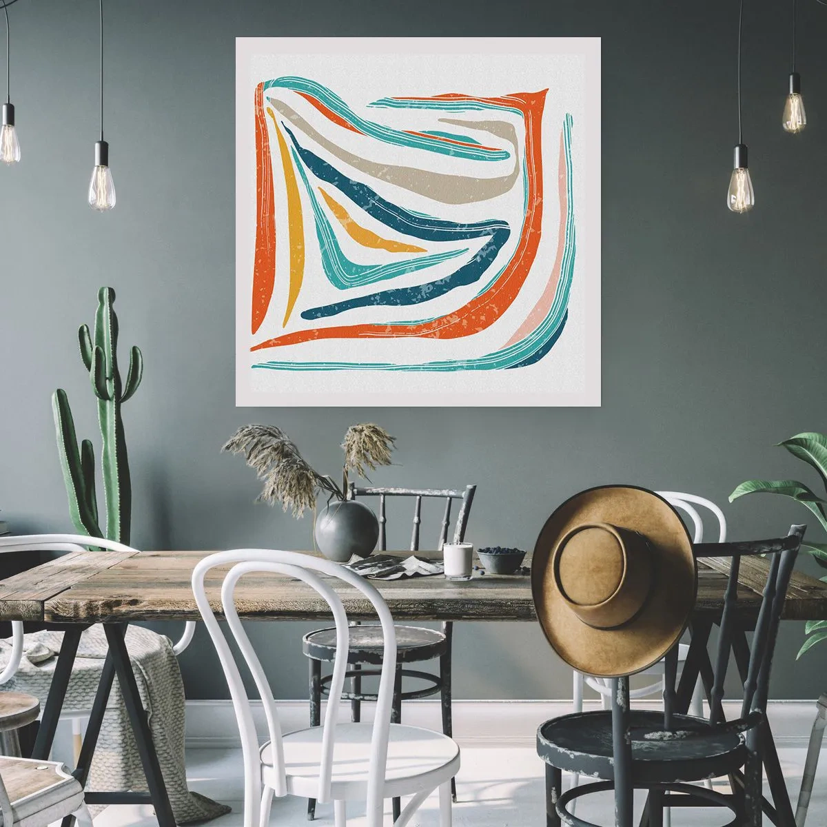 Plakat - Venligt smilende abstraktion - 50x50 cm