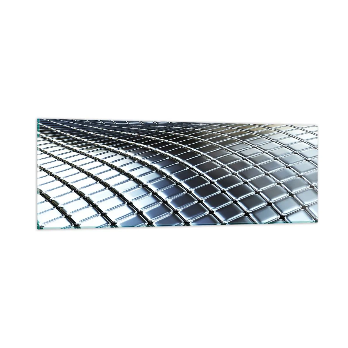 Billede på glas - Bølge i metallisk sølv - 90x30 cm