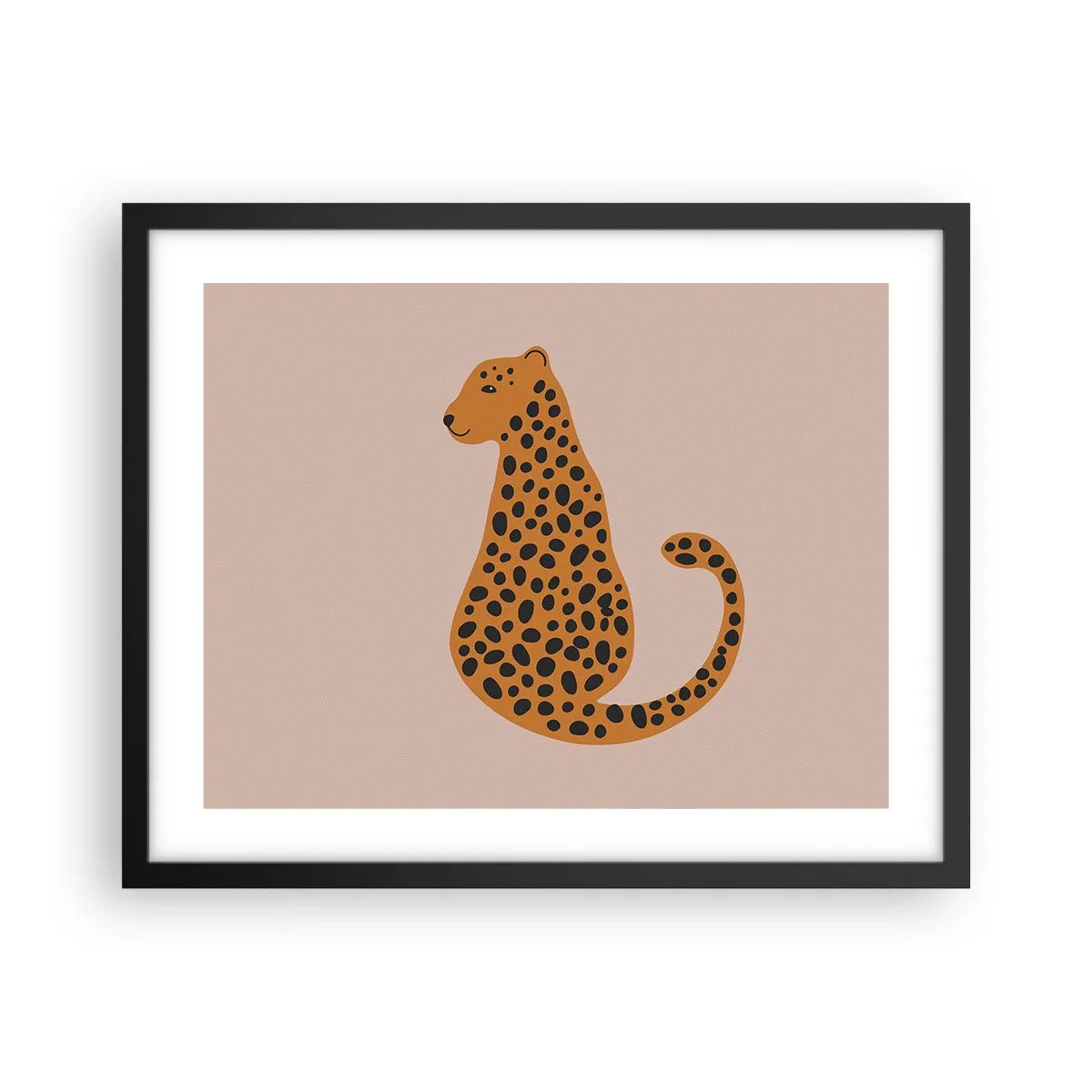 Plakat i sort ramme - Leopardprint er et moderigtigt mønster - 50x40 cm