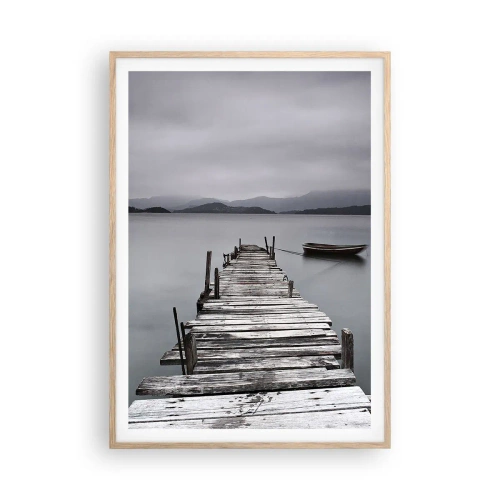 Plakat i ramme af lyst egetræ - Du kan tage af sted i morgen - 70x100 cm