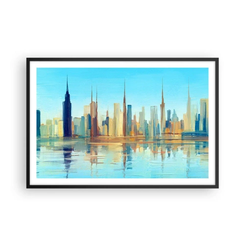 Plakat i sort ramme - Solrig metropol - 91x61 cm