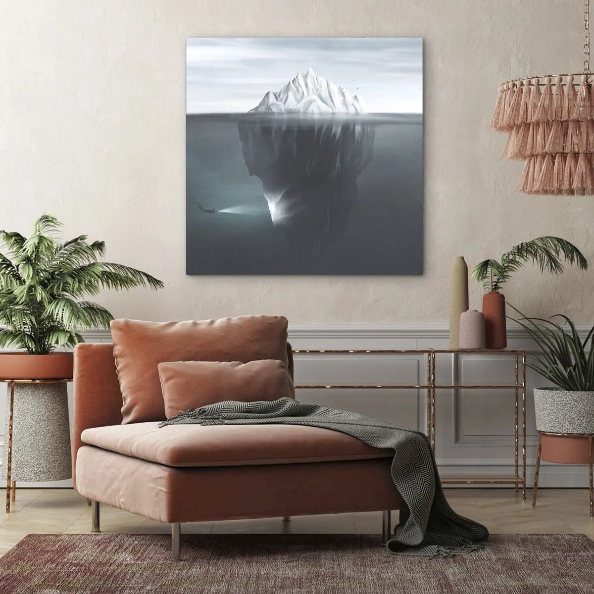 Lærredstryk - Billede på lærred - Undervands-mysterium - 70x70 cm
